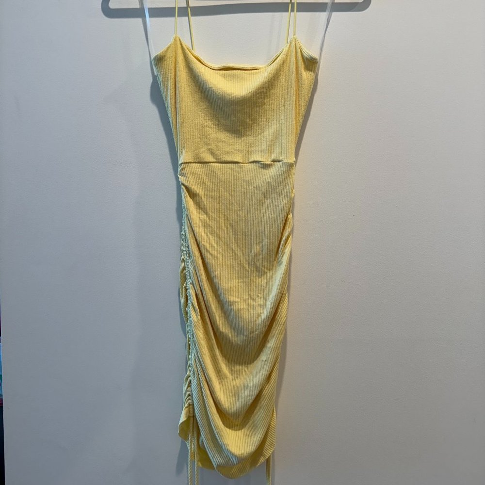 Windsor Yellow Ribbed Drawstring Dress